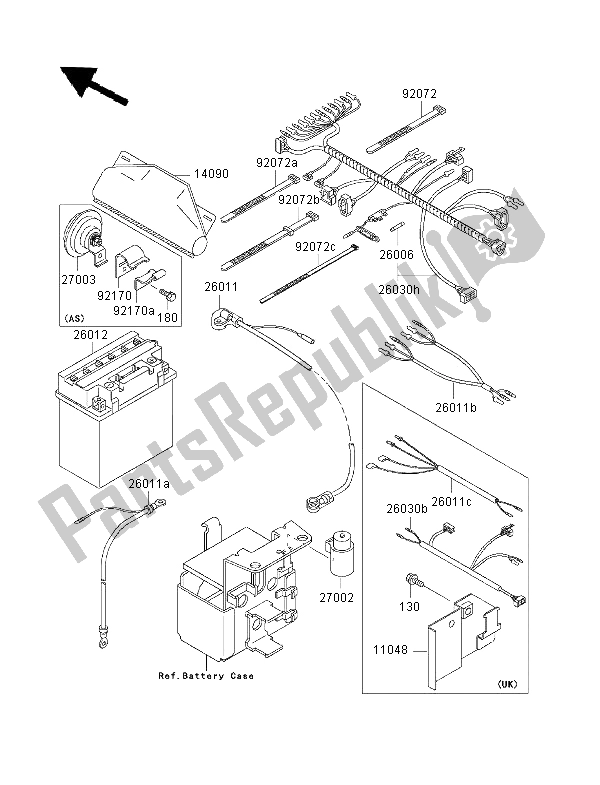 Tutte le parti per il Attrezzatura Elettrica Del Telaio del Kawasaki KLF 300 2000