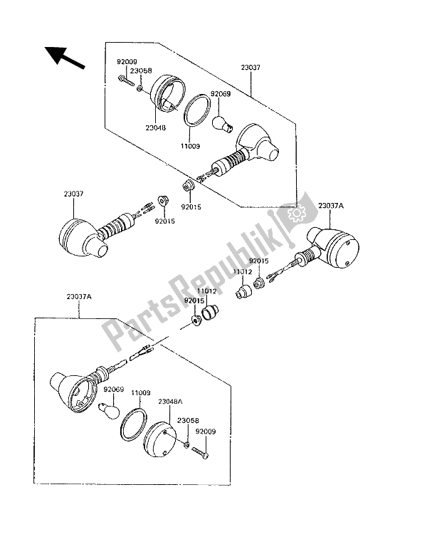 All parts for the Turn Signals of the Kawasaki KLR 600 1994