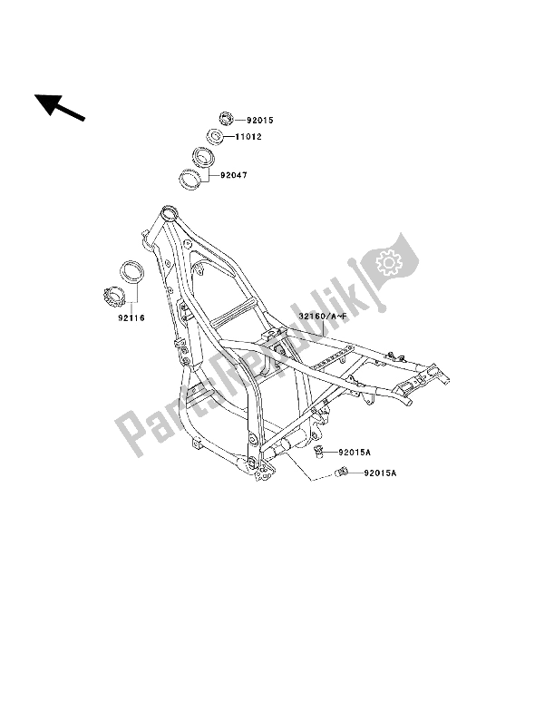 All parts for the Frame of the Kawasaki KLX 650 1993