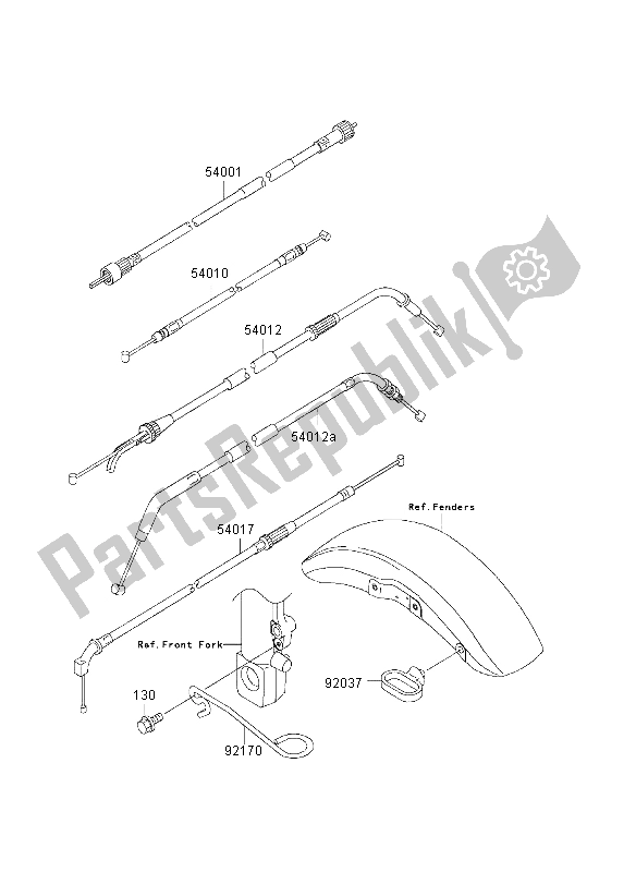 Toutes les pièces pour le Câbles du Kawasaki ZRX 1200R 2003