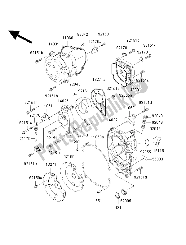 All parts for the Engine Cover of the Kawasaki Ninja ZX 9R 900 2002