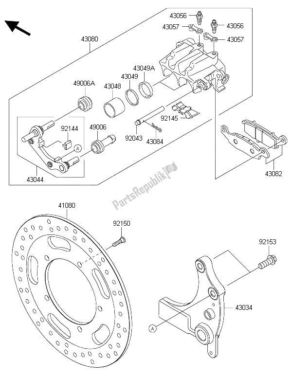 All parts for the Rear Brake of the Kawasaki Vulcan 1700 Nomad ABS 2015