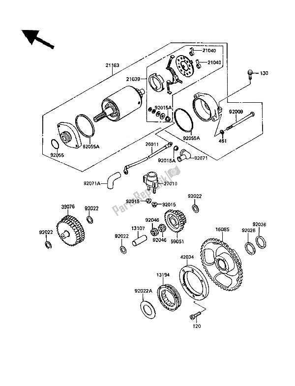 Todas as partes de Motor De Arranque do Kawasaki KLR 650 1989