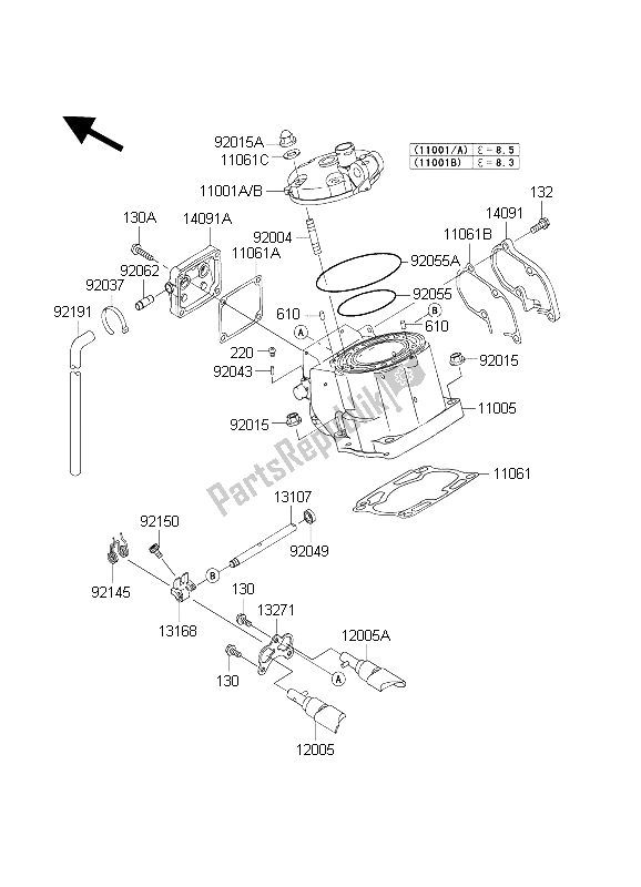 Tutte le parti per il Testata E Cilindro del Kawasaki KX 125 2004