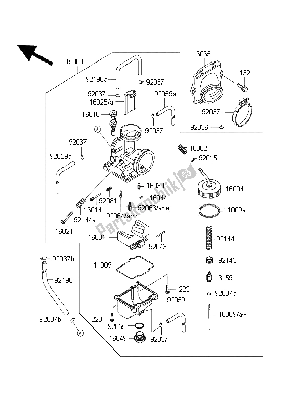 Tutte le parti per il Carburatore del Kawasaki KX 250 1995