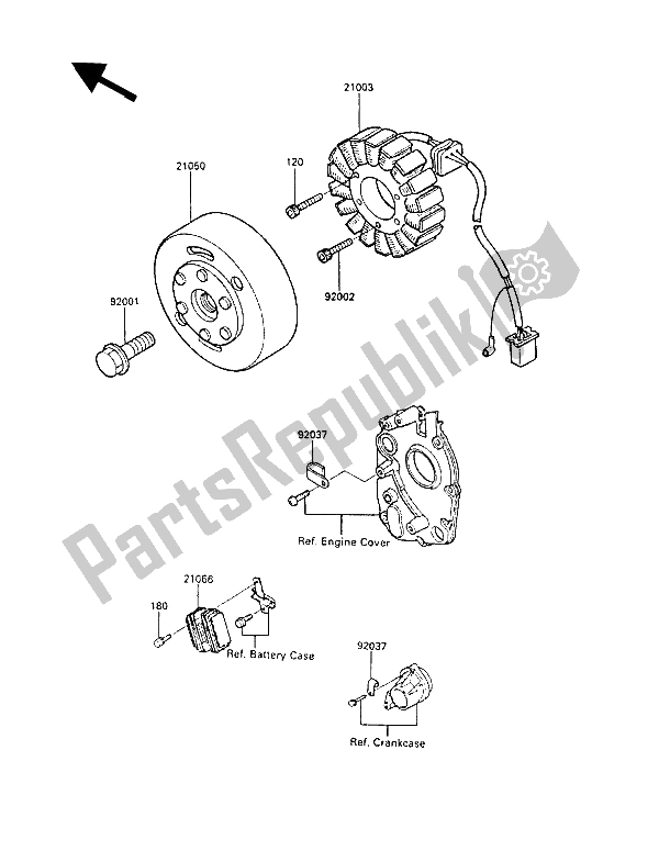 All parts for the Generator of the Kawasaki GPZ 600R 1988