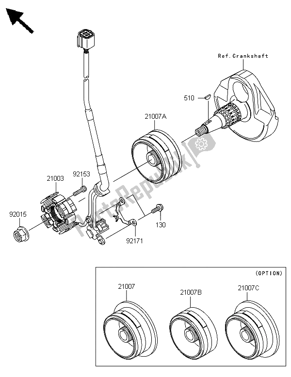 All parts for the Generator of the Kawasaki KX 450F 2008