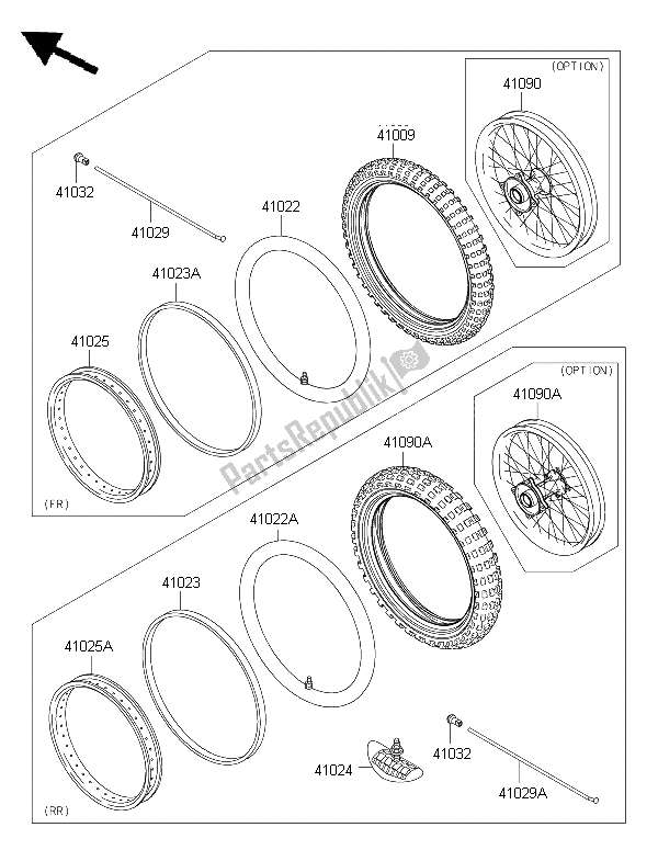 All parts for the Tires of the Kawasaki KX 65 2015