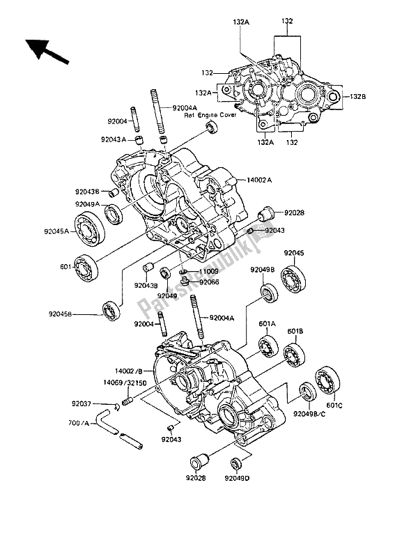 Tutte le parti per il Carter del Kawasaki KMX 125 1986