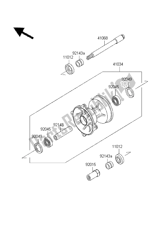 All parts for the Front Hub of the Kawasaki KX 250 1995