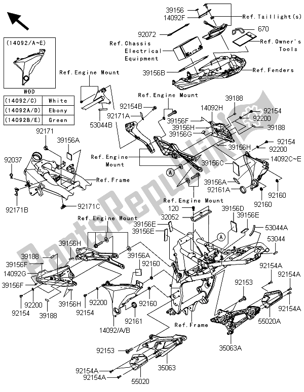 Alle onderdelen voor de Frame Hulpstukken van de Kawasaki Z 800 ADS 2013