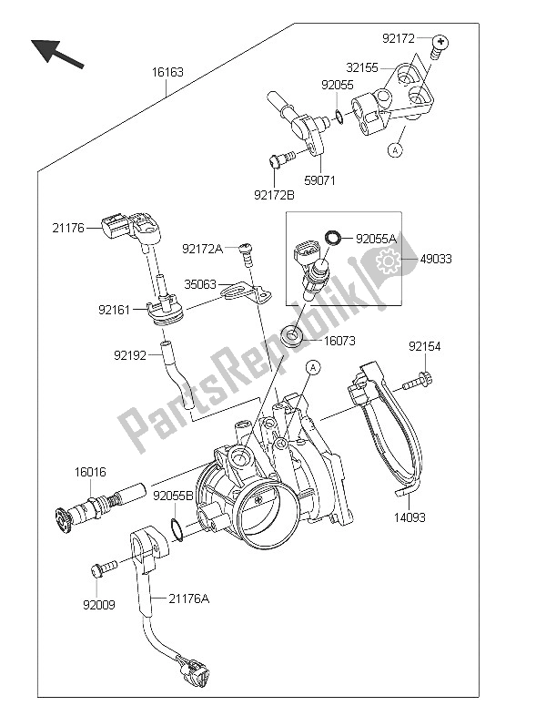 All parts for the Throttle of the Kawasaki KX 450F 2016