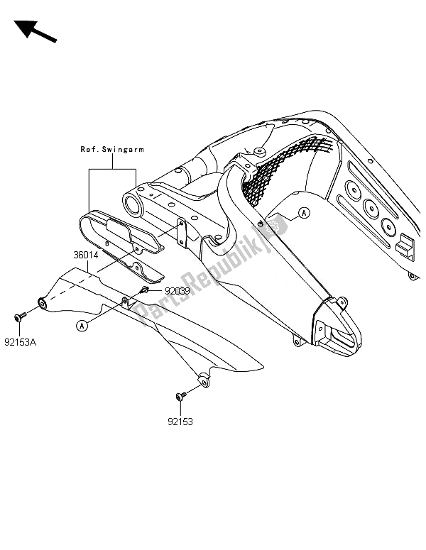 Tutte le parti per il Copricatena del Kawasaki Ninja ZX 6R ABS 600 2014