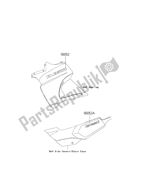 Alle onderdelen voor de Stickers van de Kawasaki KLE 500 2003