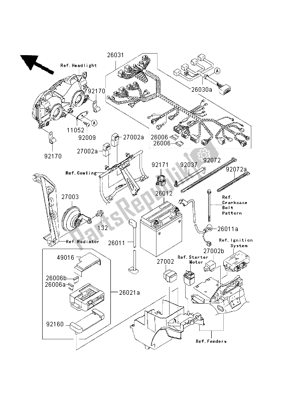 Todas las partes para Equipo Eléctrico Del Chasis de Kawasaki ZRX 1200S 2003