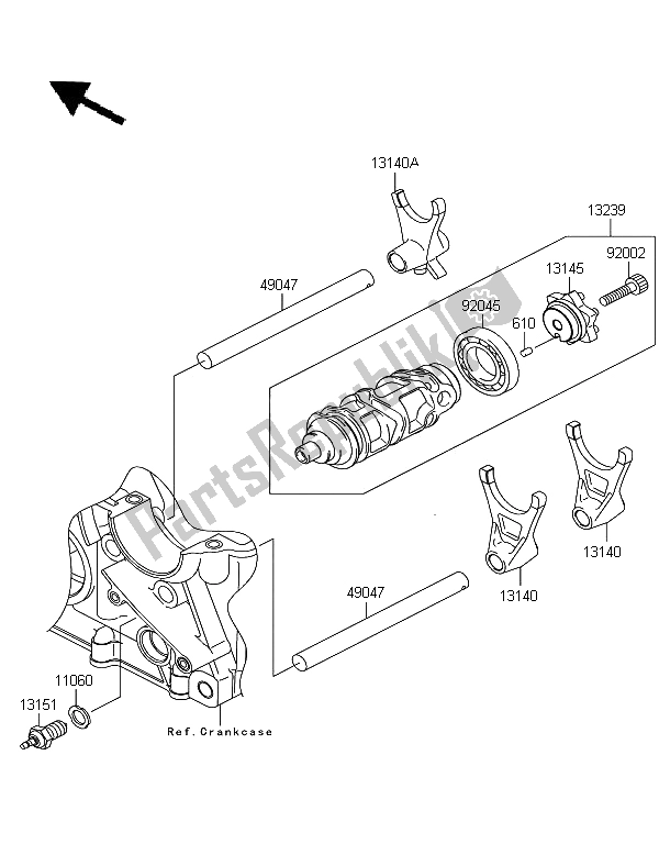 All parts for the Gear Change Drum & Shift Fork of the Kawasaki Z 750 ABS 2012