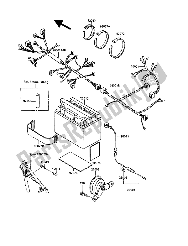 All parts for the Electrical Equipment of the Kawasaki KLR 250 1990