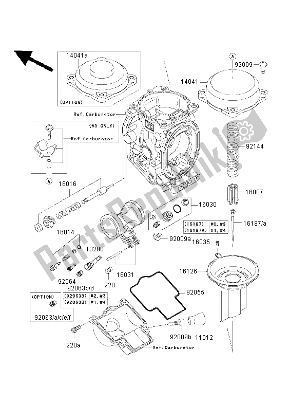 All parts for the Carburetor Parts of the Kawasaki Ninja ZX 9R 900 2002