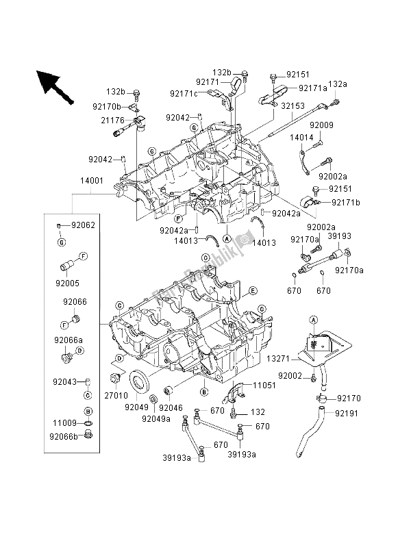 Todas as partes de Bloco Do Motor do Kawasaki Ninja ZX 12R 1200 2000