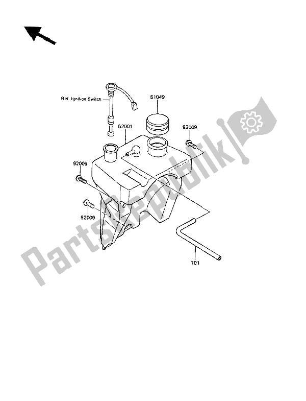 All parts for the Oil Tank of the Kawasaki KMX 125 1987