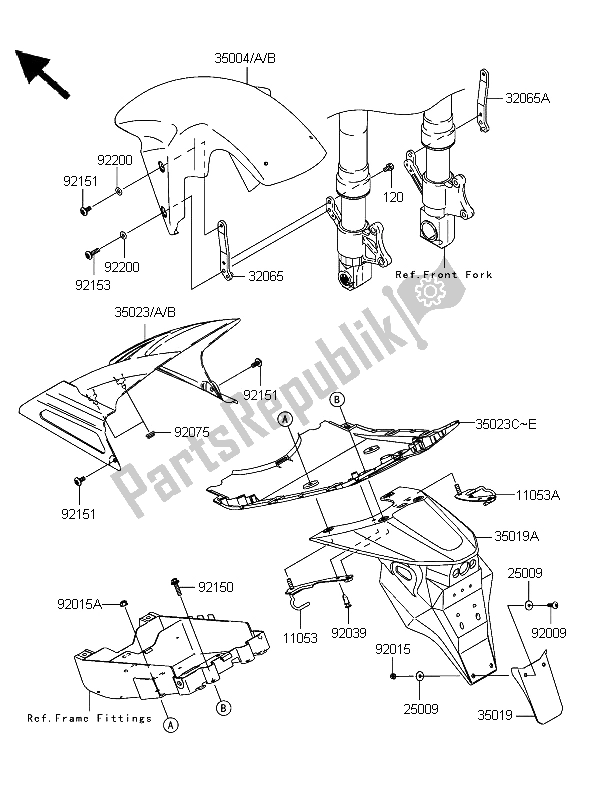 Todas las partes para Defensas de Kawasaki Z 1000 2006