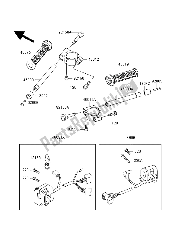 Todas las partes para Manillar de Kawasaki Ninja ZX 9R 900 1995