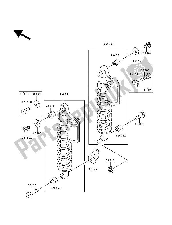 Toutes les pièces pour le Suspension Et Amortisseur du Kawasaki Zephyr 1100 1994