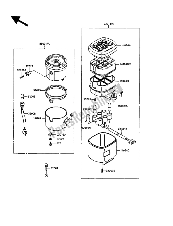 All parts for the Meter(s) of the Kawasaki EN 500 1990