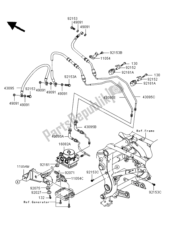 All parts for the Brake Piping of the Kawasaki Versys ABS 650 2008