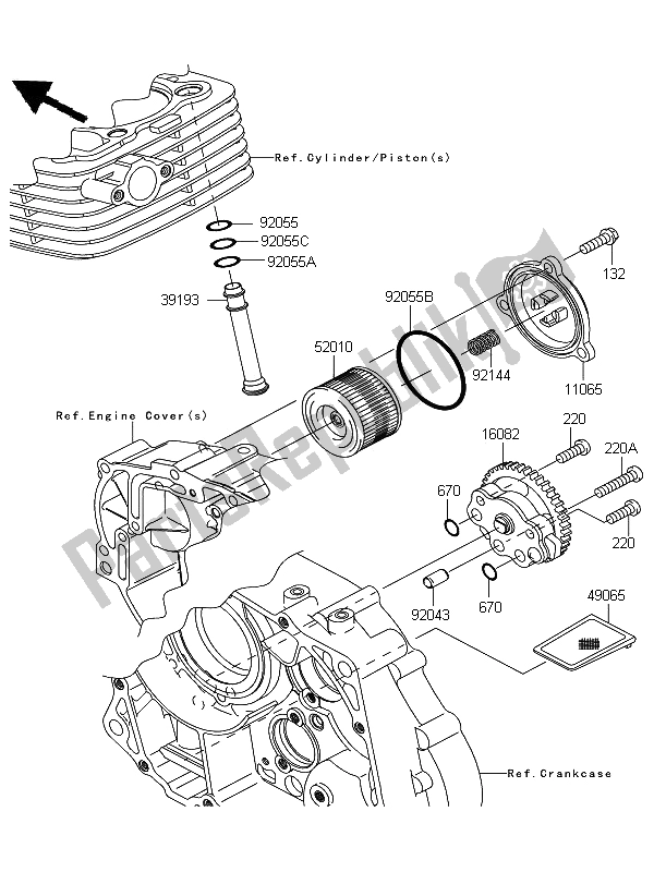 Alle onderdelen voor de Oliepomp van de Kawasaki D Tracker 125 2012
