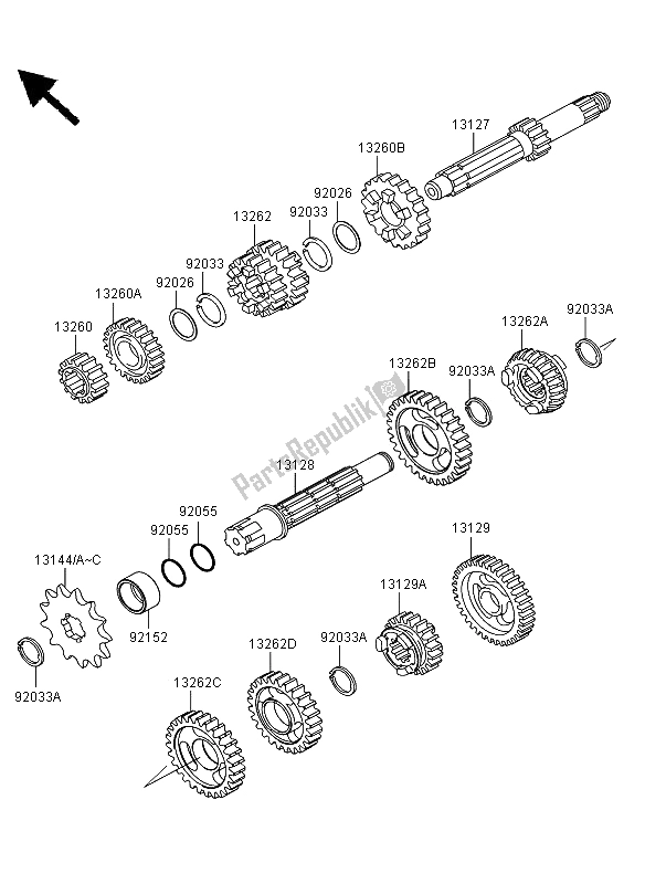 All parts for the Transmission of the Kawasaki KX 85 SW LW 2009