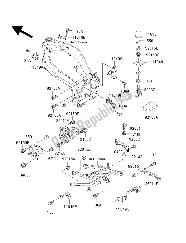 All parts for the Electro Bracket of the Kawasaki Ninja ZX 7 RR 750 1996