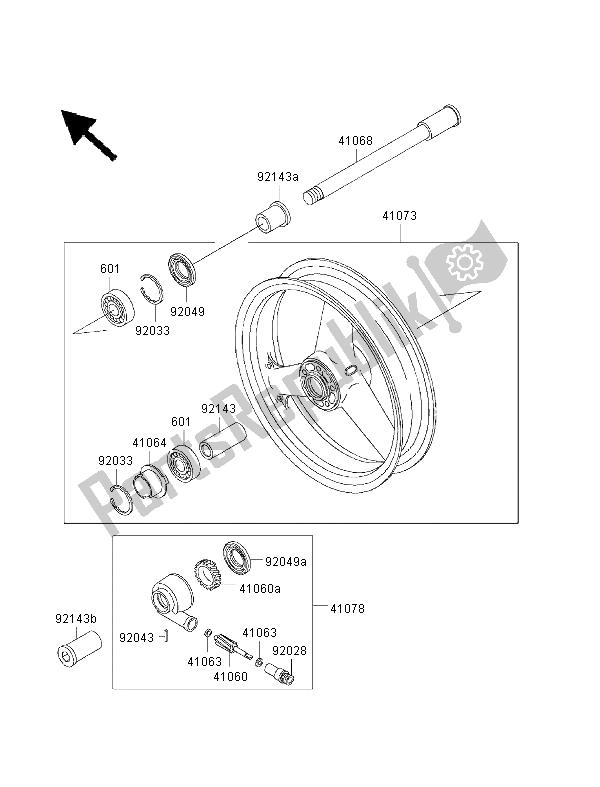 Todas las partes para Buje Delantero de Kawasaki ZRX 1100 1999