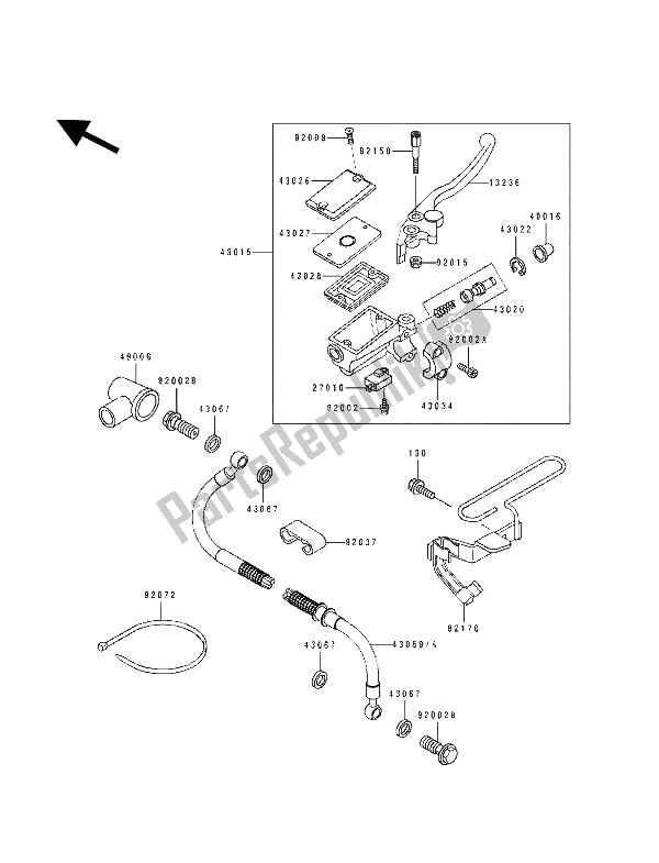 Todas las partes para Cilindro Maestro Delantero de Kawasaki KLE 500 1993