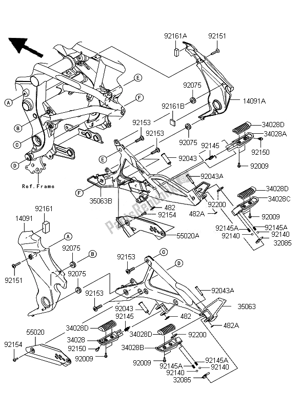 Todas las partes para Reposapiés de Kawasaki ER 6F 650 2010