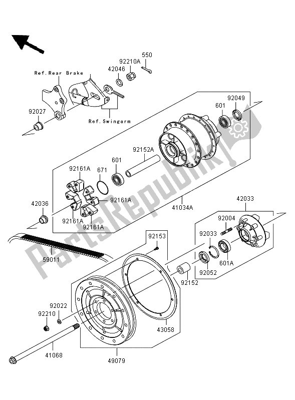 All parts for the Rear Hub of the Kawasaki VN 900 Classic 2009