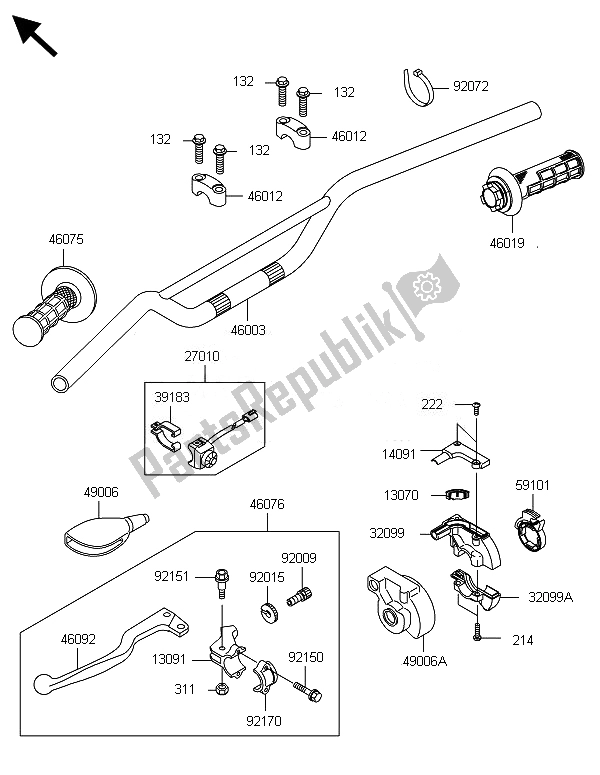 All parts for the Handlebar of the Kawasaki KX 65 2014