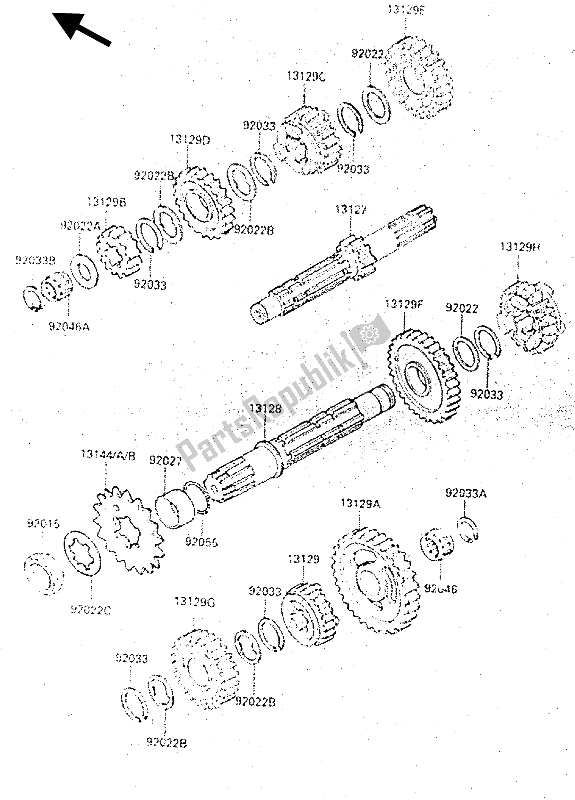 Todas las partes para Transmisión de Kawasaki KX 500 1987