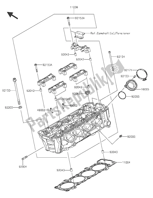 All parts for the Cylinder Head of the Kawasaki Versys 1000 2016