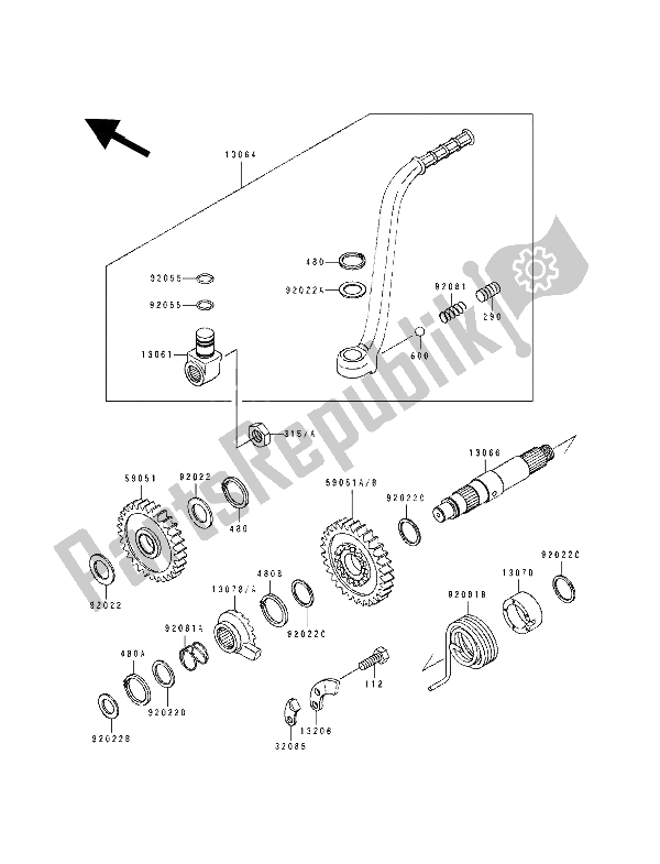 Toutes les pièces pour le Mécanisme De Kickstarter du Kawasaki KDX 200 1991