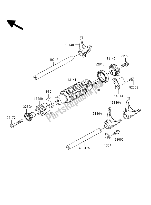 Toutes les pièces pour le Tambour De Changement De Vitesse Et Fourchette De Changement De Vitesse du Kawasaki ER 6N 650 2008