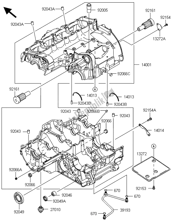 Todas las partes para Caja Del Cigüeñal de Kawasaki Z 1000 ABS 2013