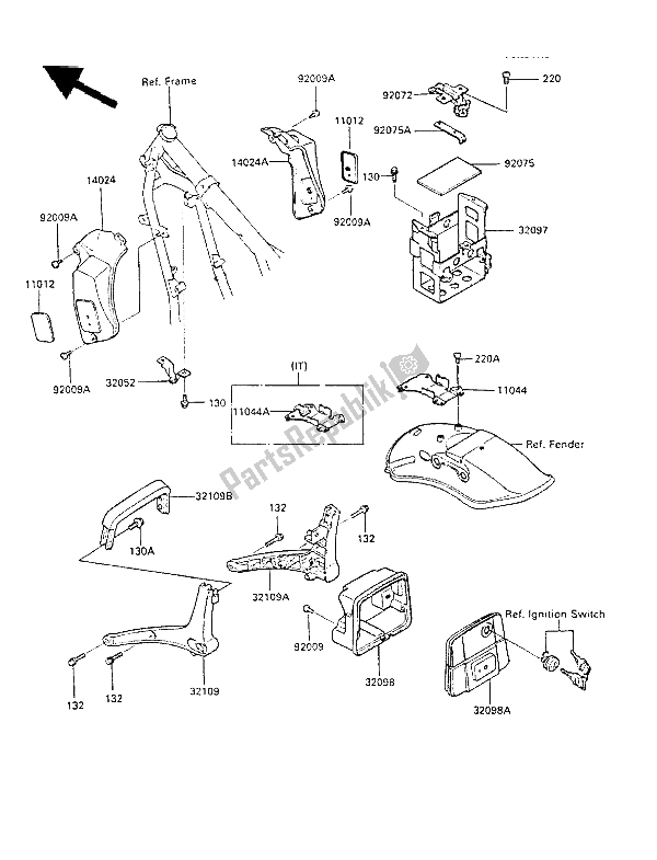 Tutte le parti per il Custodia Della Batteria del Kawasaki LTD 450 1985