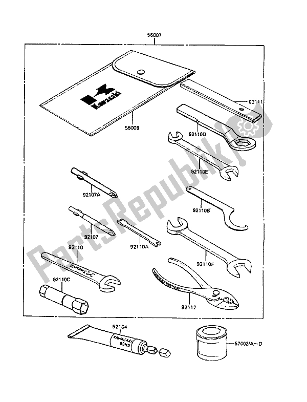 Tutte le parti per il Strumenti Proprietari del Kawasaki KLR 250 1987