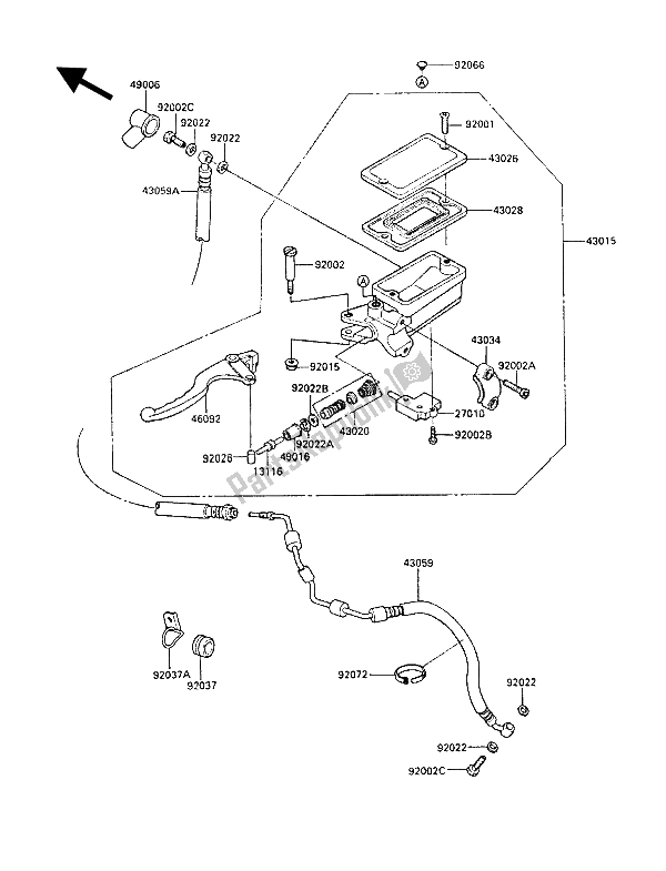 Toutes les pièces pour le Maître-cylindre D'embrayage du Kawasaki GPZ 1000 RX 1988