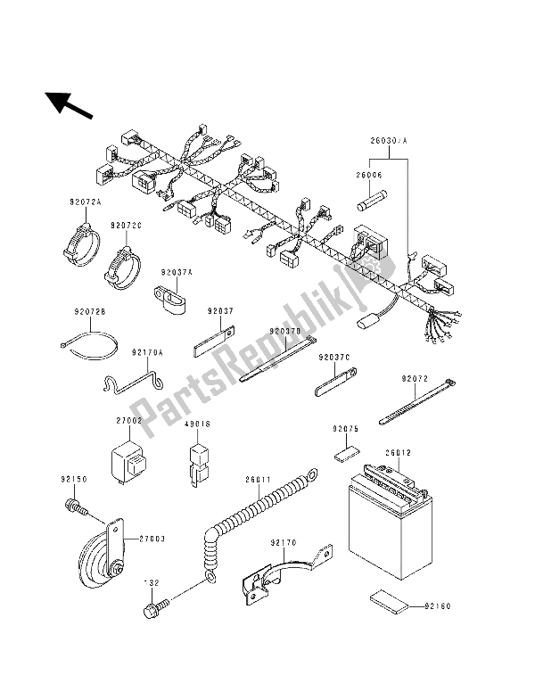 All parts for the Electrical Equipment of the Kawasaki KDX 125 1991