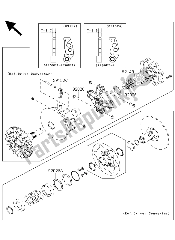 Tutte le parti per il Parti Opzionali (convertitore) del Kawasaki KVF 360 4X4 2003