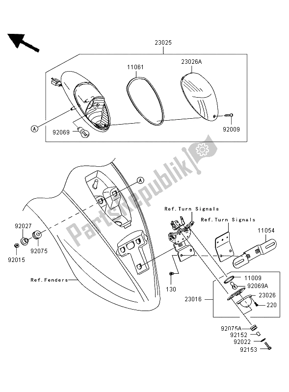 All parts for the Taillight of the Kawasaki VN 900 Classic 2009