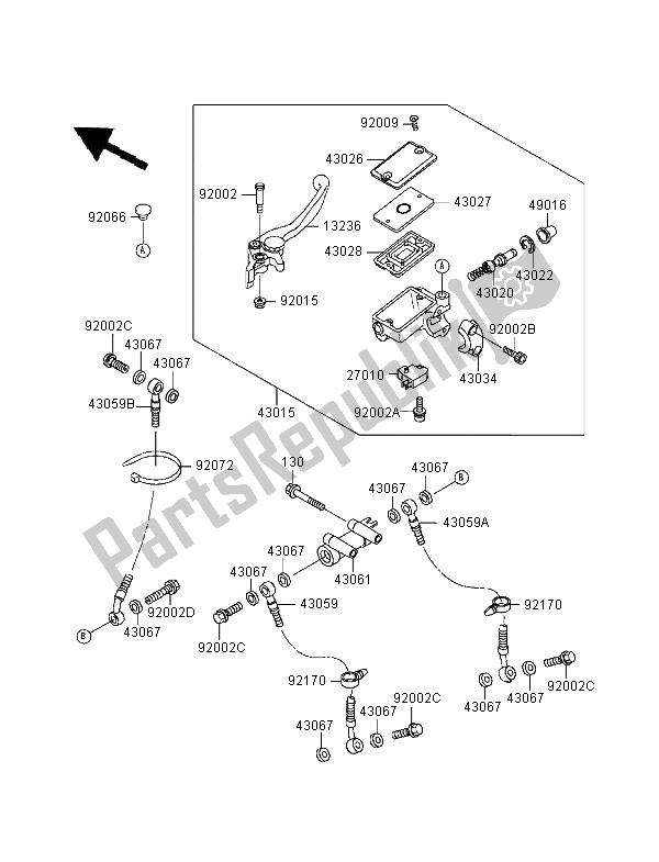 Tutte le parti per il Pompa Freno Anteriore del Kawasaki Ninja ZX 9R 900 1995