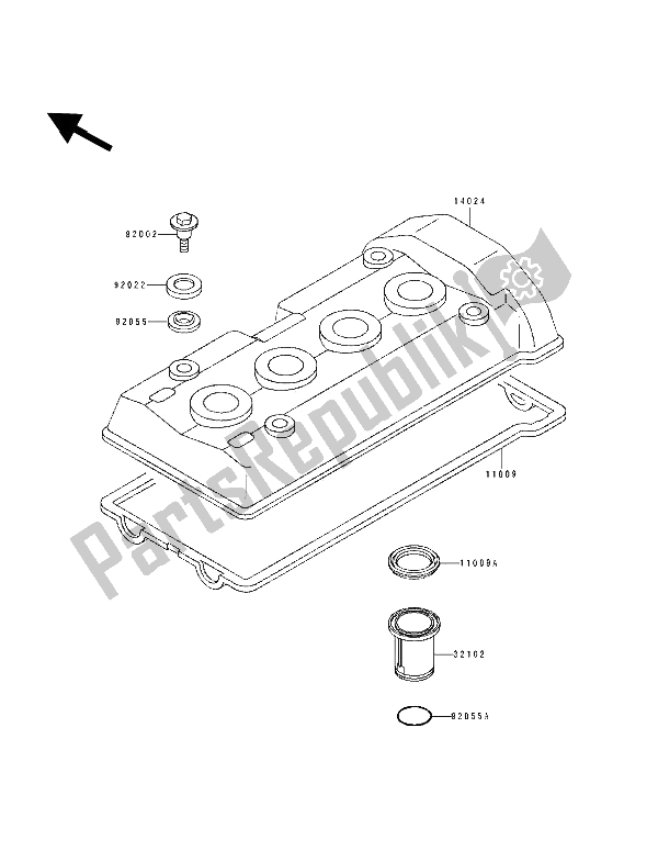 All parts for the Cylinder Head Cover of the Kawasaki ZXR 400 1991